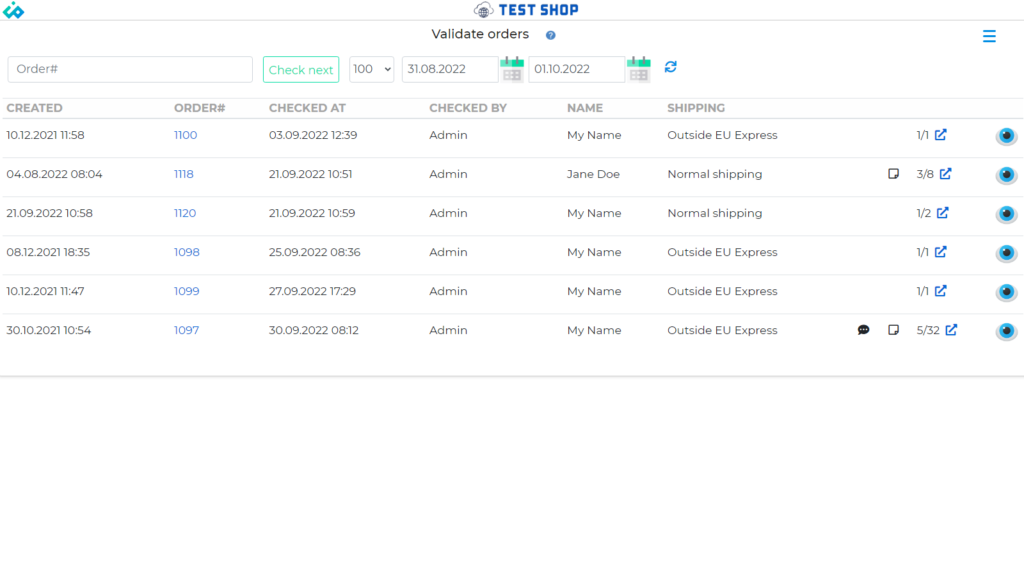 Validate order Shopify